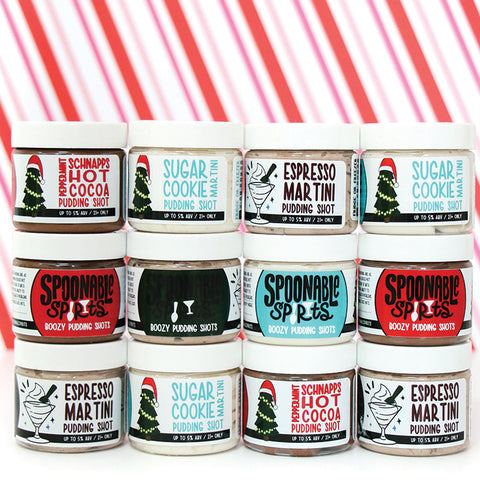 YOU CHOOSE FLAVORS Holiday Pudding Shot Gift Pack - 12 Jars